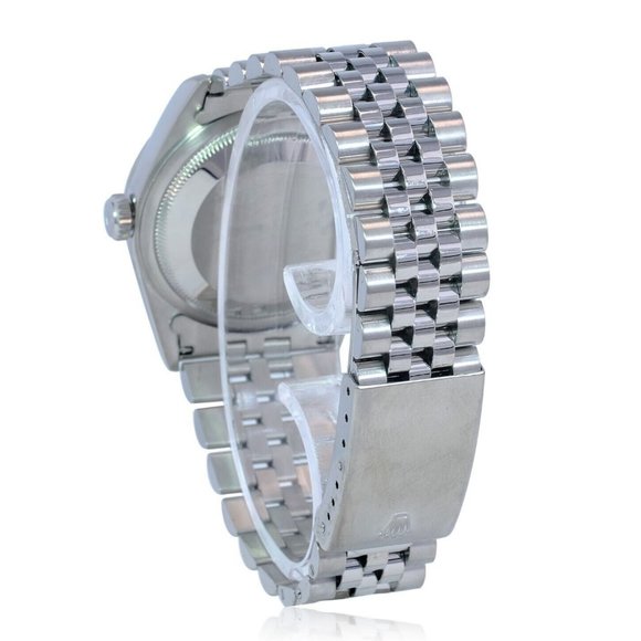 ROLEX DATEJUST UNISEX WATCH SILVER TAPESTRY INDEX DIAL FLUTED JUBILEE 16234 - Picture 7 of 7